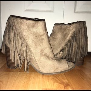 Taupe 3” Heel Peep Toe Booties